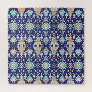 Ikat Geometrisch: Folklore-Orientalornament. Puzzle