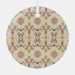 Ikat geometrische Folklore, orientalische Damastmu Ornament Aus Glas