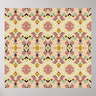 Ikat geometrische Folklore, orientalisches Damastm Poster