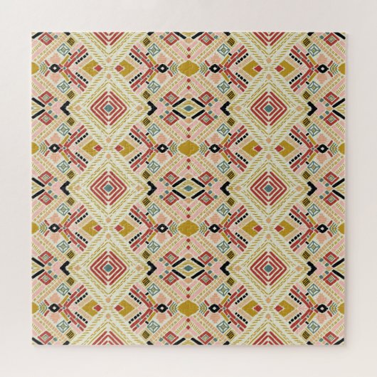 Ikat geometrische Folklore, orientalisches Damastm Puzzle (Horizontal)