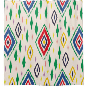 Ikat geometrische Folklore-Ornament mit Diamanten. Duschvorhang
