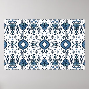 Ikat geometrische Folklore-Ornament. Orientalisch  Poster