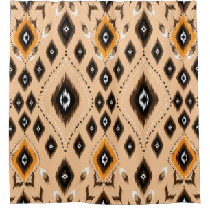 Ikat geometrische Folklore-Ornament. Stammesvölker Duschvorhang
