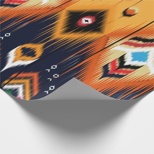 Ikat geometrische Folklore-Ornament. Stammesvölker Geschenkpapier (Ecke)