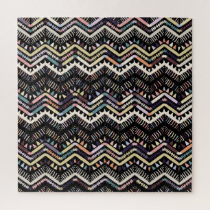 Ikat geometrische Folklore, Stammes Aztec-Muster. Puzzle