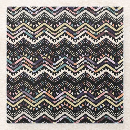 Ikat geometrische Folklore, Stammesaztemuster. Glasuntersetzer (Vorderseite)