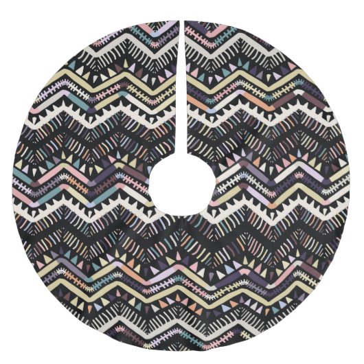 Ikat geometrische Folklore, Stammesaztemuster. Polyester Weihnachtsbaumdecke (Vorderseite)