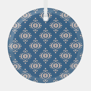 Ikat Geometrisches Folklore-Damaskus-Ornament Ornament Aus Glas