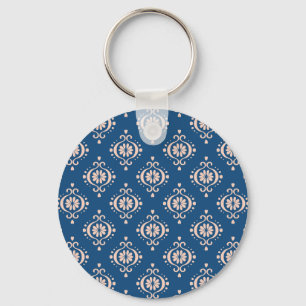 Ikat Geometrisches Folklore-Damaskus-Ornament Schlüsselanhänger