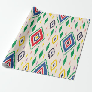 Ikat geometrisches Folklore-Ornament mit Diamanten Geschenkpapier