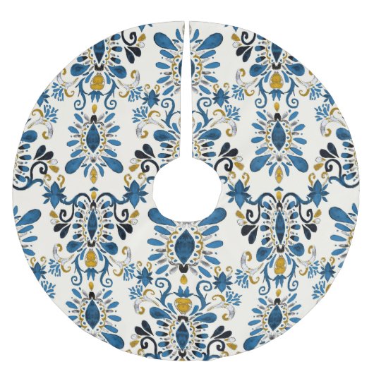 Ikat-Krawatte, Stammesfarbe Polyester Weihnachtsbaumdecke (Vorderseite)