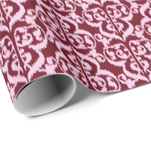 Ikat Maurische Damaske - bordeauxrot und rosa. Geschenkpapier