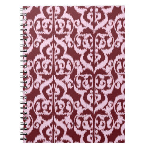 Ikat Maurische Damaske - bordeauxrot und rosa Notizblock