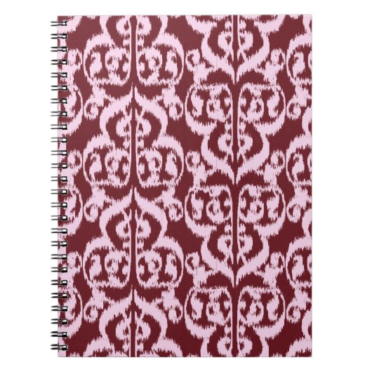 Ikat Maurische Damaske - bordeauxrot und rosa Notizblock (Vorderseite)