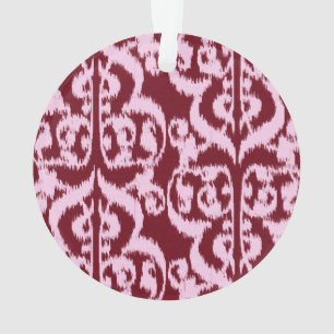 Ikat Maurische Damaske - bordeauxrot und rosa. Ornament