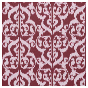 Ikat Maurische Damaske - bordeauxrot und rosa. Stoff