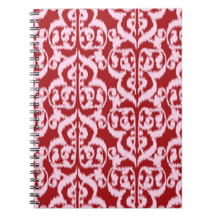 Ikat Maurische Damaske - dunkelrot und rosa Notizblock