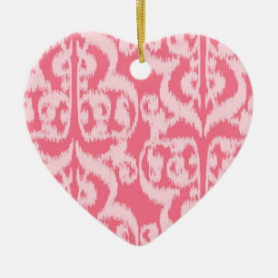 Ikat Maurische Damaske - Farbtöne von Korallenrosa Keramik Ornament