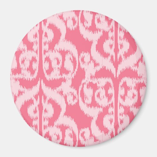Ikat Maurische Damaske - Farbtöne von Korallenrosa Magnet (Vorne)