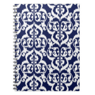 Ikat Maurische Damaske - Indigo und Weiß Notizblock