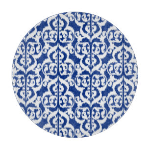 Ikat Maurische Damaske - Kobalt blau und weiß Schneidebrett