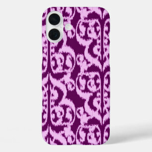 Ikat Maurische Damaske - lila und orchid iPhone 16 Plus Hülle