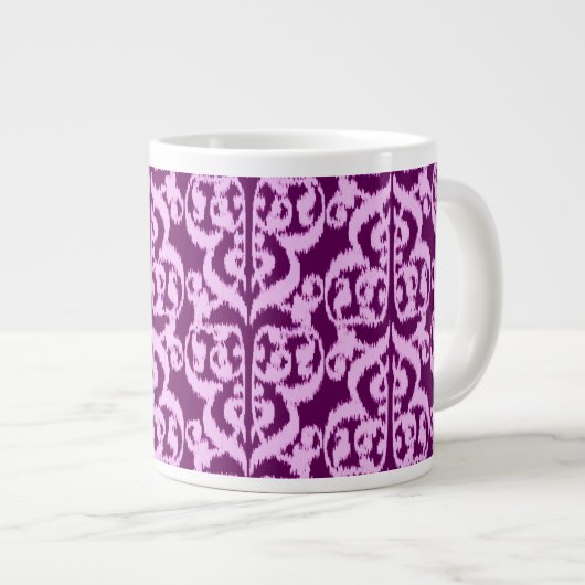 Ikat Maurische Damaske - lila und orchid Knochen-C Jumbo-Tasse (Vorderseite Rechts)