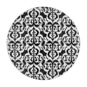 Ikat Maurische Damaske - weiß und schwarz Schneidebrett