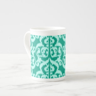 Ikat Maurische Damast - Pfau und Aqua Porzellantasse