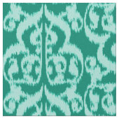 Ikat Maurische Damast - Pfau und Aqua Stoff (Nahaufnahme)
