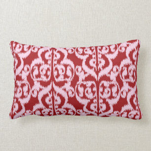 Ikat maurischer Damast - dunkelrot und rosa Lendenkissen