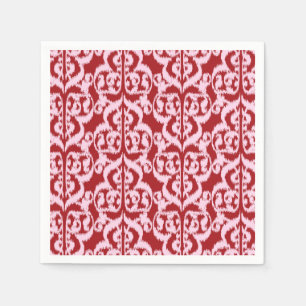 Ikat maurischer Damast - dunkelrot und rosa Serviette