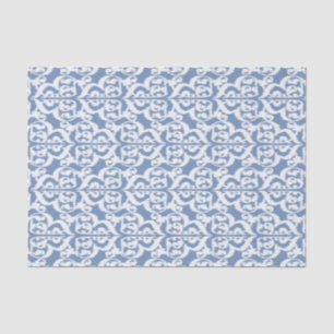Ikat maurischer Damast - Himmelblau und -WEISS Seidenpapier