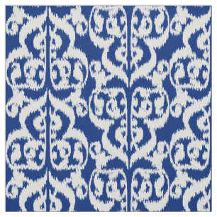 Ikat maurischer Damast - Kobaltblau und -WEISS Stoff