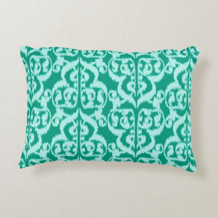Ikat maurischer Damast - Pfau und Aqua Zierkissen