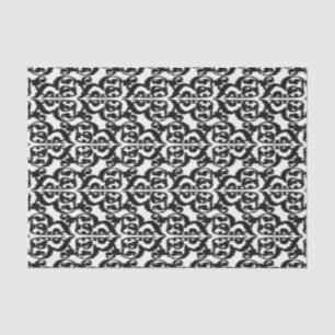 Ikat maurischer Damast - Schwarzweiss Seidenpapier