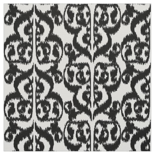 Ikat maurischer Damast - Schwarzweiss Stoff (Muster)