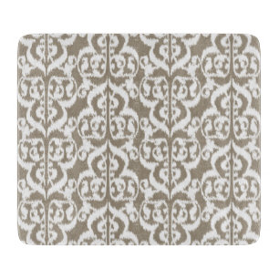 Ikat maurischer Damast - taupe-beige und weiß Schneidebrett