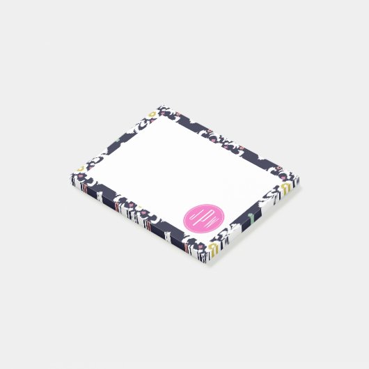 Ikat-Monogramm Post-it Klebezettel (angewinkelt)