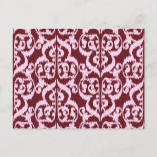 Ikat-Moorischer Damast - burgunderrot und pink Postkarte