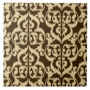 Ikat-Moorischer Damast - schokoladenbraun und brau Fliese