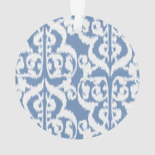 Ikat Moorish Damask - Himmelblau und weiß Ornament