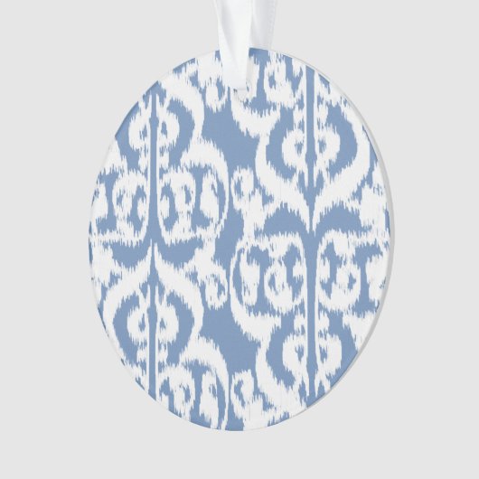 Ikat Moorish Damask - Himmelblau und weiß Ornament (Vorderseite)