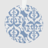 Ikat Moorish Damask - Himmelblau und weiß Ornament (Vorderseite)