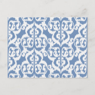 Ikat Moorish Damask - Himmelblau und weiß Postkarte