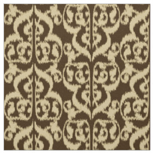 Ikat Moorish Damask - Schokoladenbraun und braun Stoff