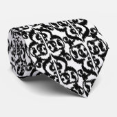 Ikat Moorish Damask - Schwarzweiß Krawatte (Gerollt)