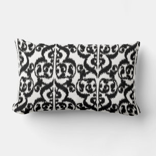 Ikat Moorish Damask - Schwarzweiß Lendenkissen