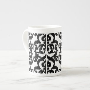 Ikat Moorish Damask - Schwarzweiß Porzellantasse