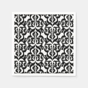 Ikat Moorish Damask - Schwarzweiß Serviette